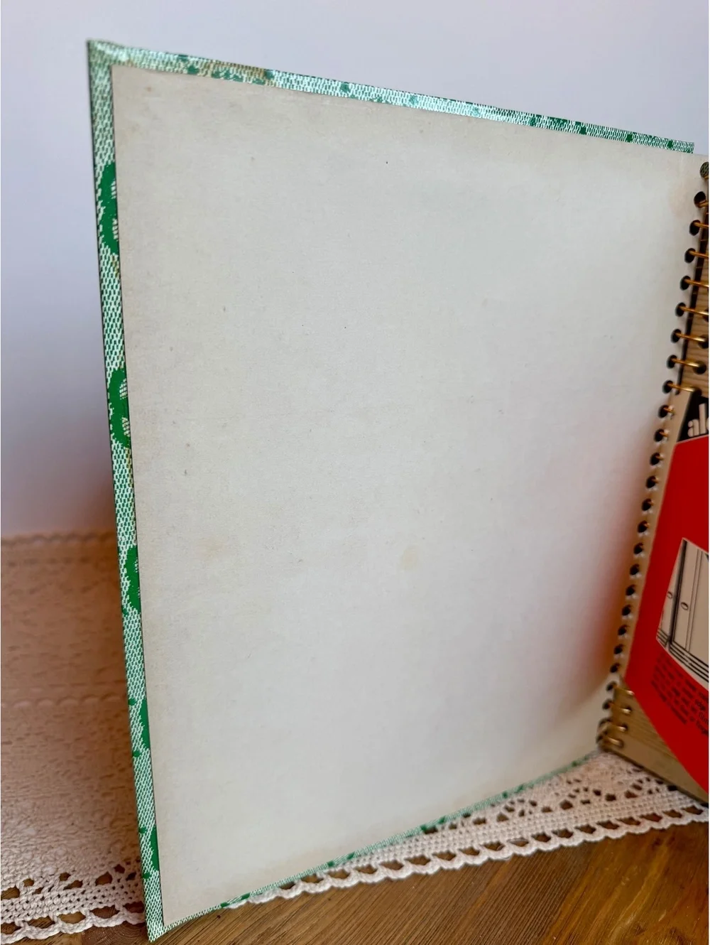 Vintage Green Geometric Dry Mount Photo Album Spiral Bound Retro Photo Book